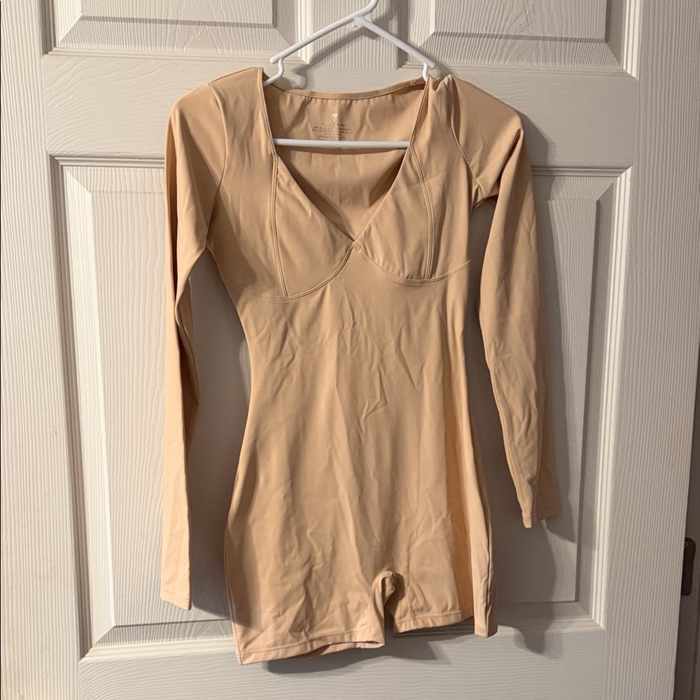 Chic Tan Long Sleeve Women's Bodysuit
